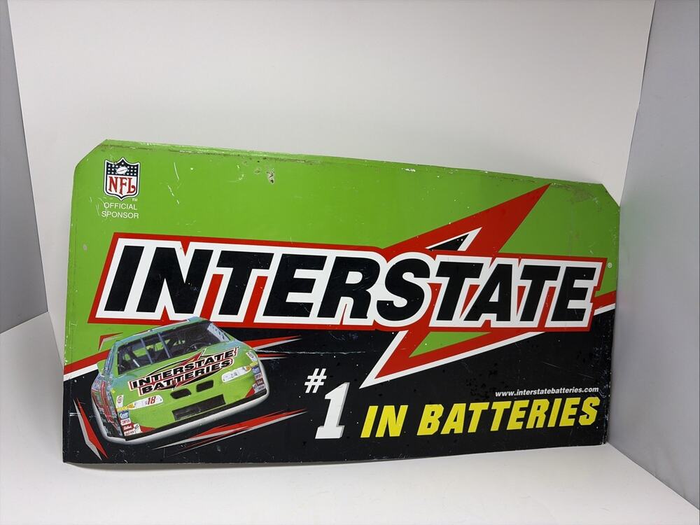 Interstate Batteries Metal Rack Topper Sign 23x12 Advertising Garage Mancave